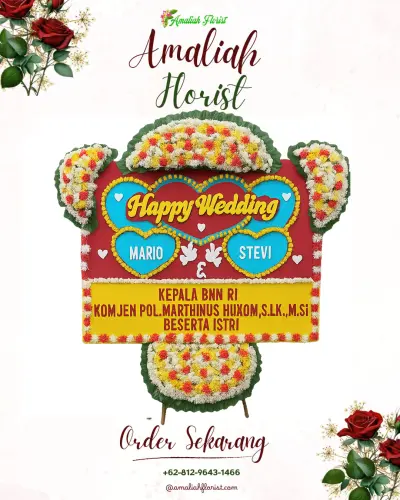 Karangan Papan Bunga Pernikahan di Bareng